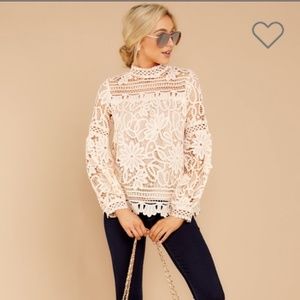 Cream Lace Crochet Blouse